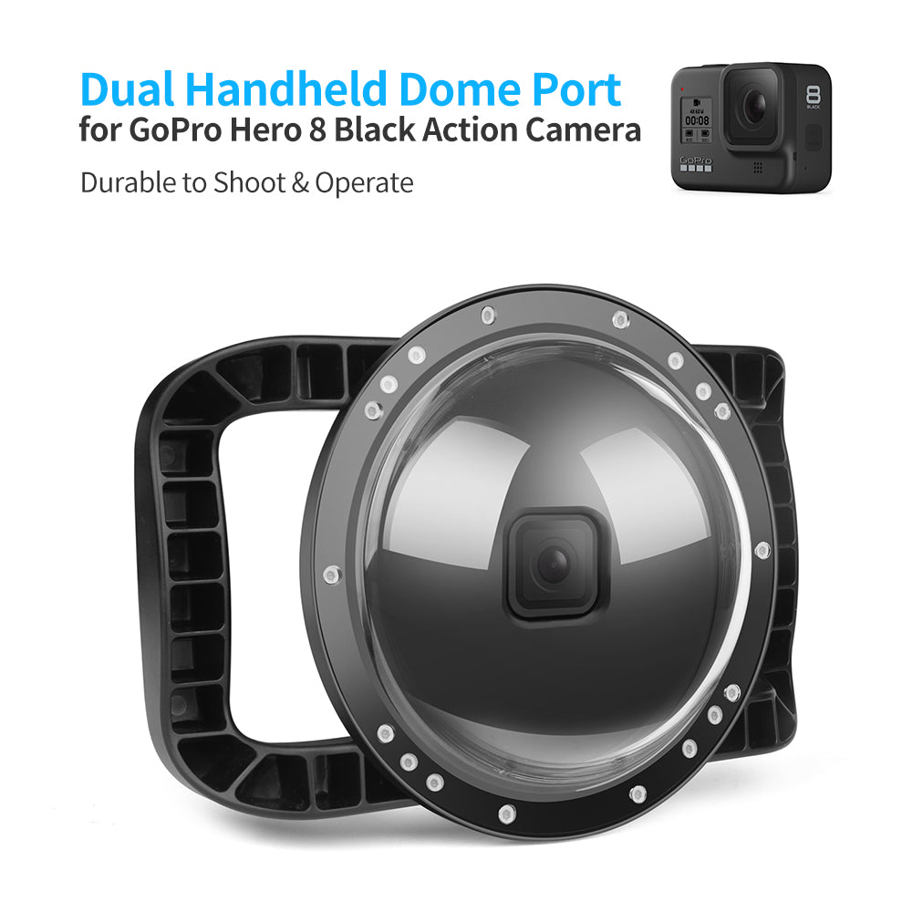 Shoot XTGP548 Underwater Dome Port Dual Handle Waterproof Housing Diving Protective Case for GoPro Hero 8