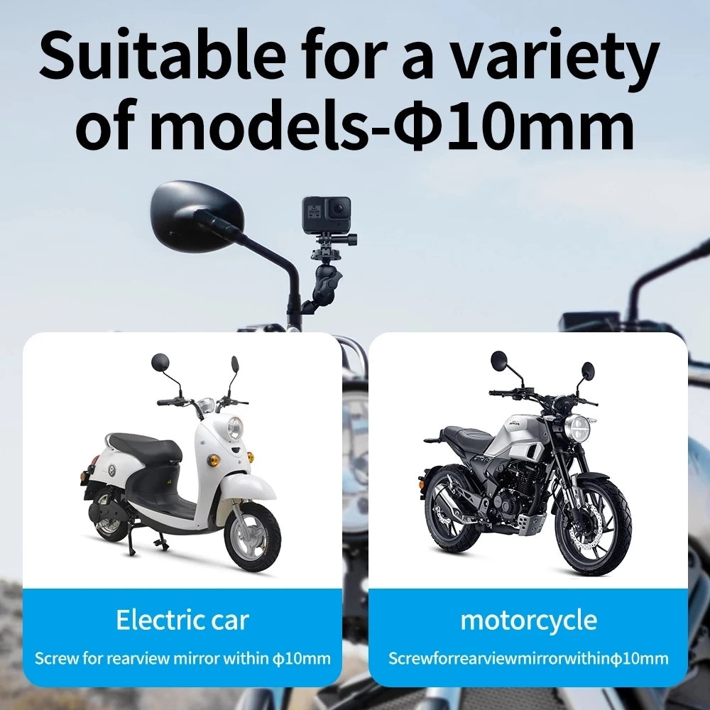 Uniqkart GP-HBM-008 Motorcycle Rearview Mirror Mount Action Camera Holder Bracket