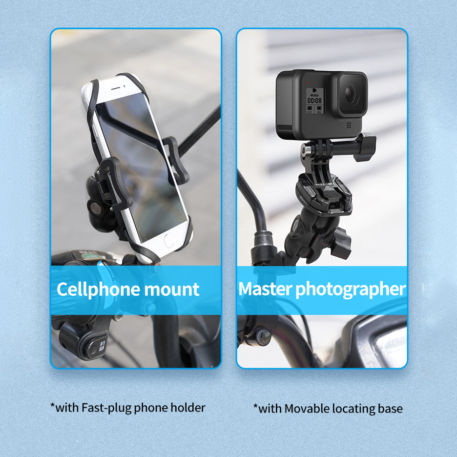 Uniqkart GP-HBM-008 Motorcycle Rearview Mirror Mount Action Camera Holder Bracket