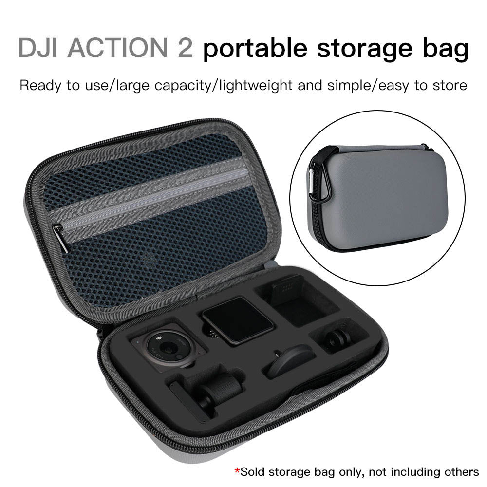 RCSTQ Portable Waterproof Hard Shell Bag Storage Case for DJI Action 2 Sports Camera - Black