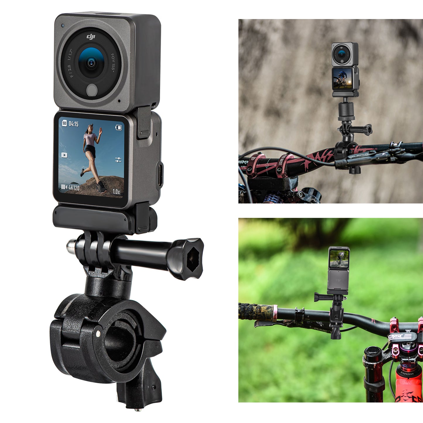 Uniqkart 1110319 Bicycle Camera Holder MTB Bike Handlebar Mount POM Bracket for DJI Action 2