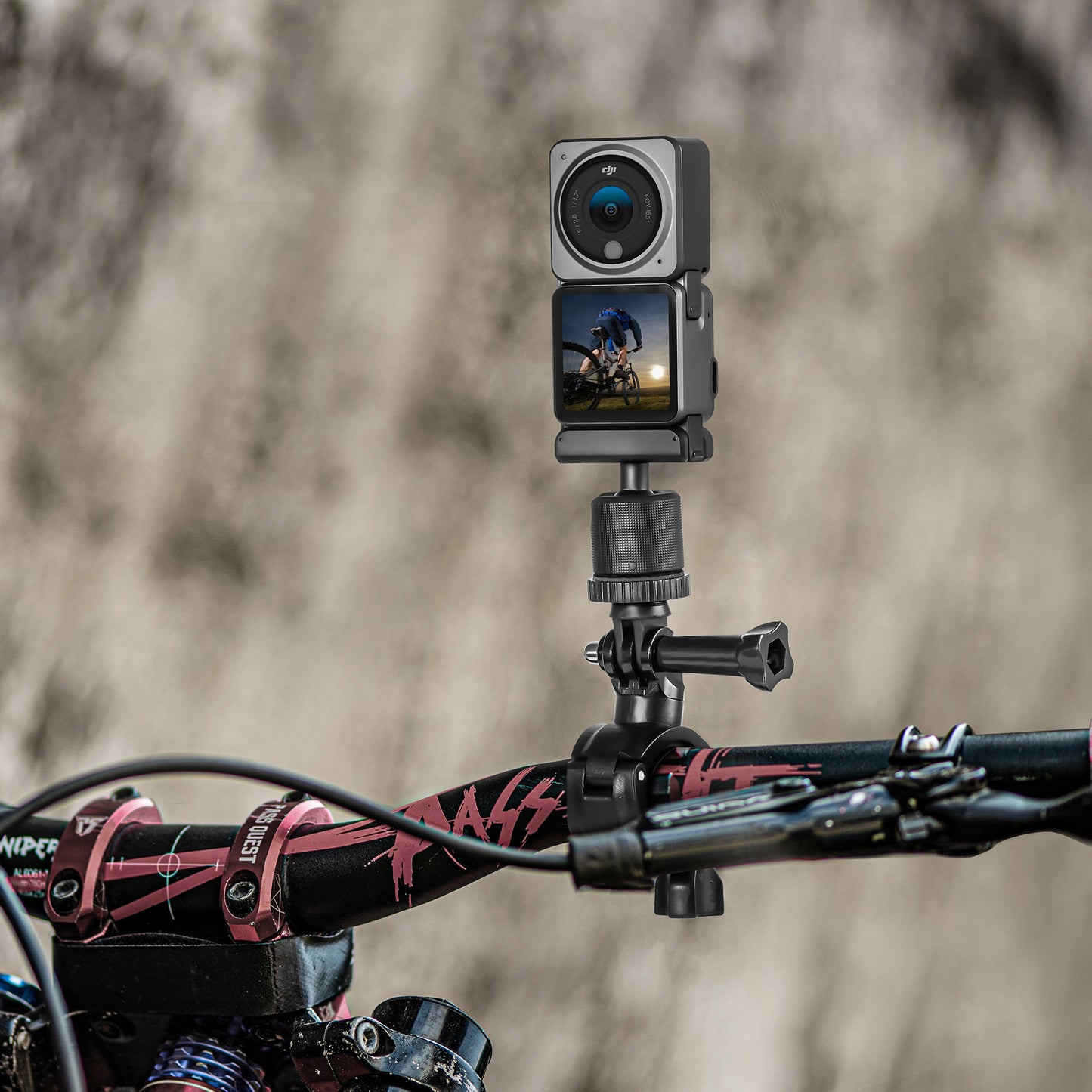 Uniqkart 1110319 Bicycle Camera Holder MTB Bike Handlebar Mount POM Bracket for DJI Action 2
