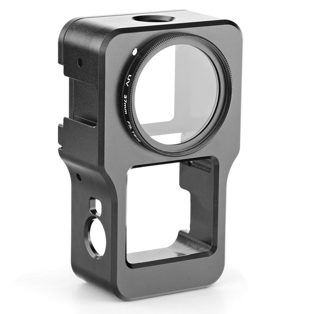 AGDY47 Aluminum Alloy Protective Metal Case Frame Cage + UV Lens Filter for DJI Action 2 Camera Accessories - Black