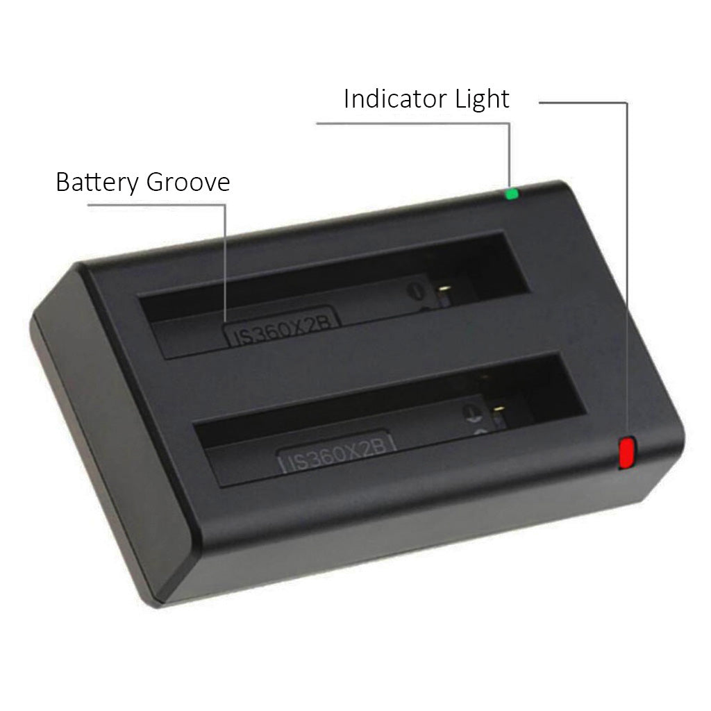 AI72 Small and Portable Camera Battery USB Charger Dual Slots 2.1A Charging Traveling Outdoor Camera Accessories for Insta360 ONE X2