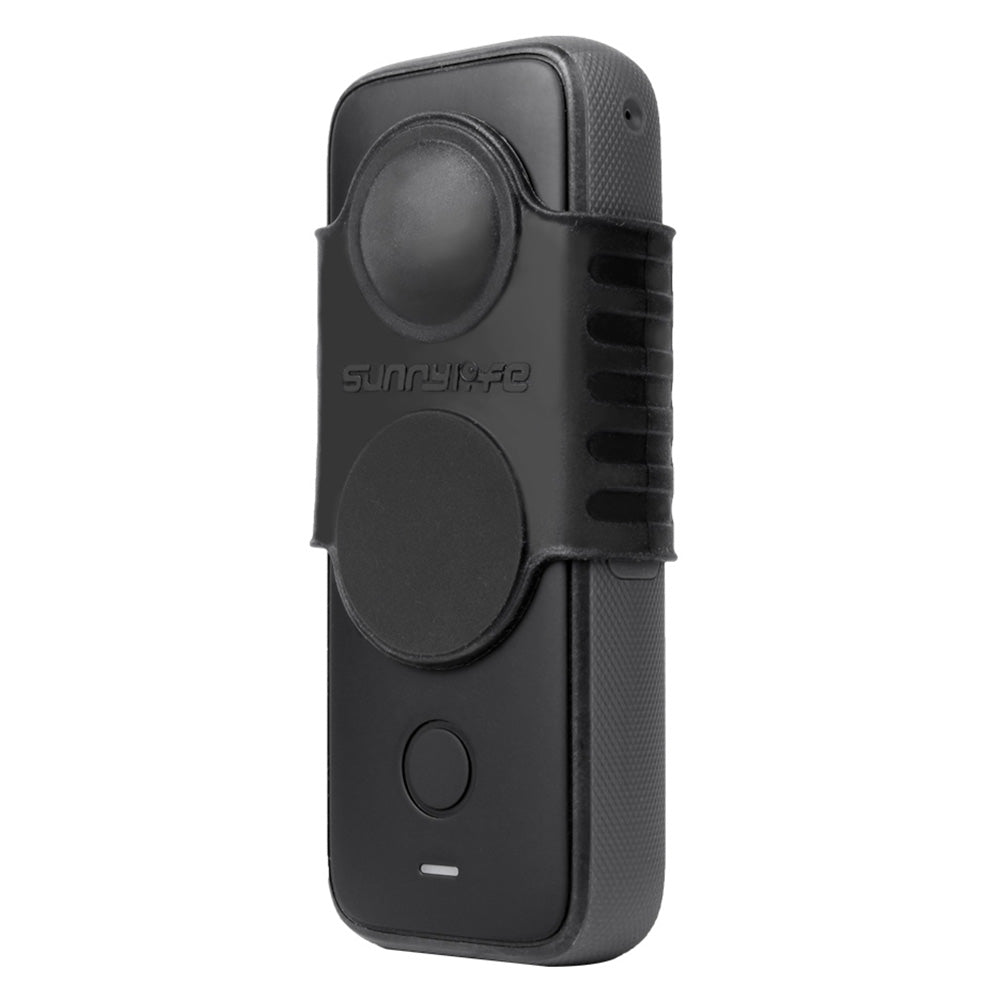 Uniqkart AI43 Silicone Sleeve Protective Case Lens Screen Cover Cap for Insta360 ONE X2 - Black