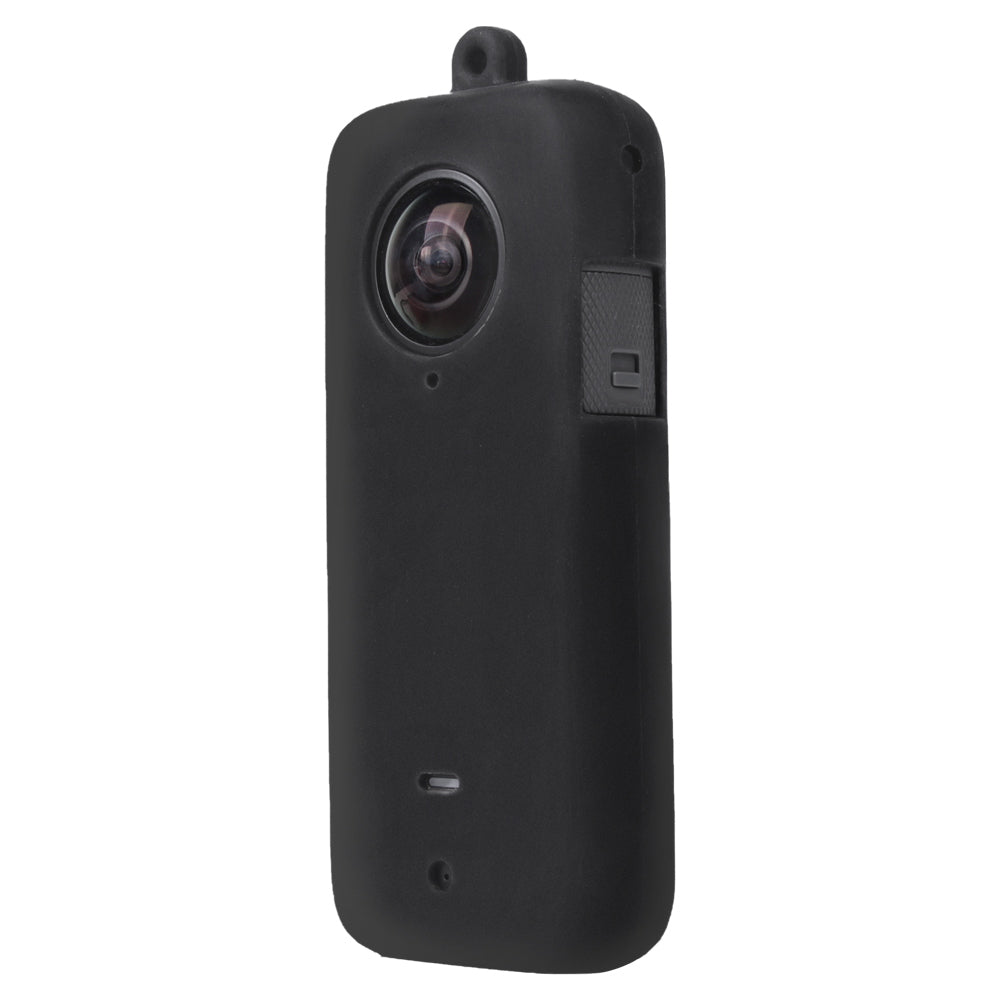 Uniqkart AI42 Digital Camera Silicone Case Protective Cover with Lanyard for Insta360 ONE X2 - Black