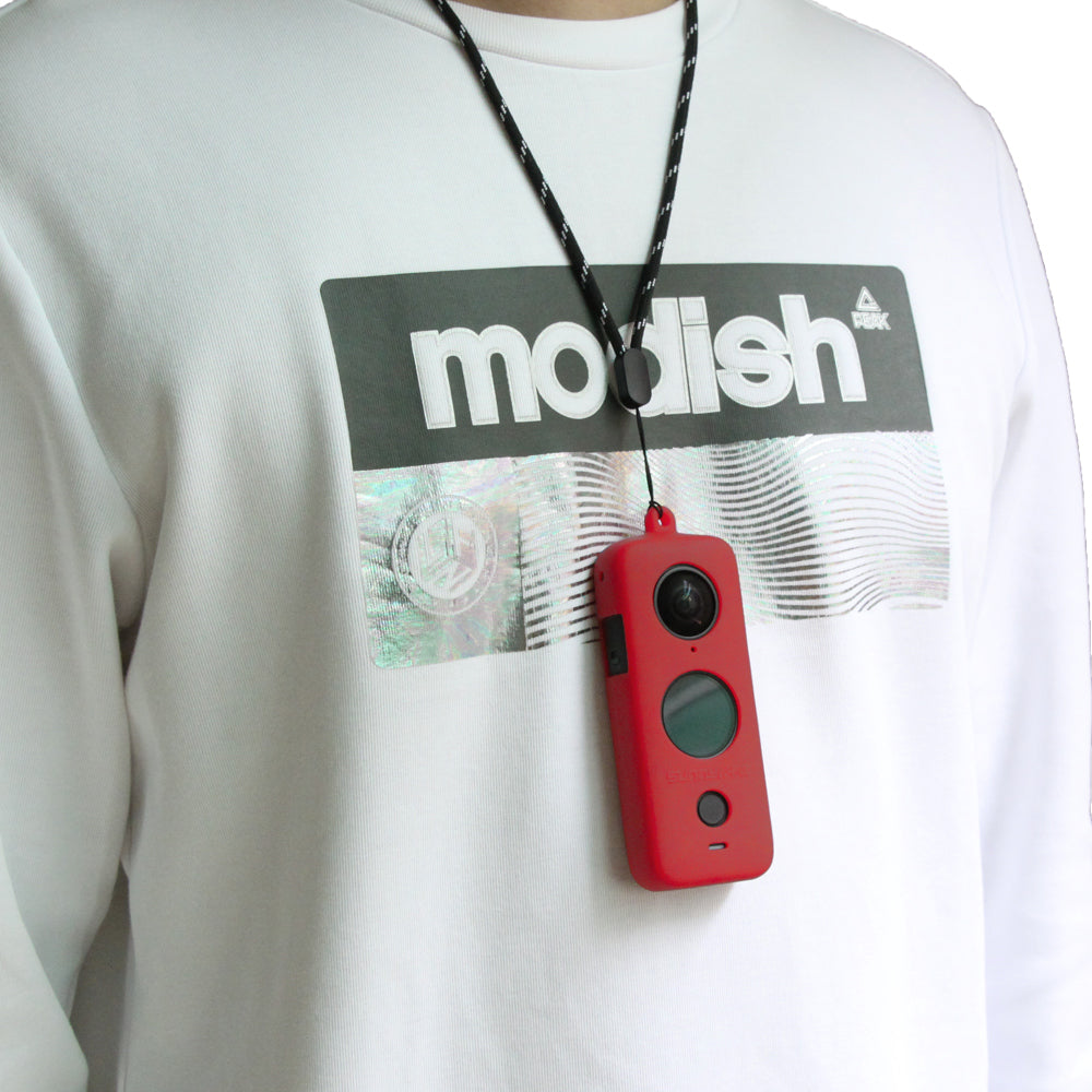 Uniqkart AI42 Digital Camera Silicone Case Protective Cover with Lanyard for Insta360 ONE X2 - Black