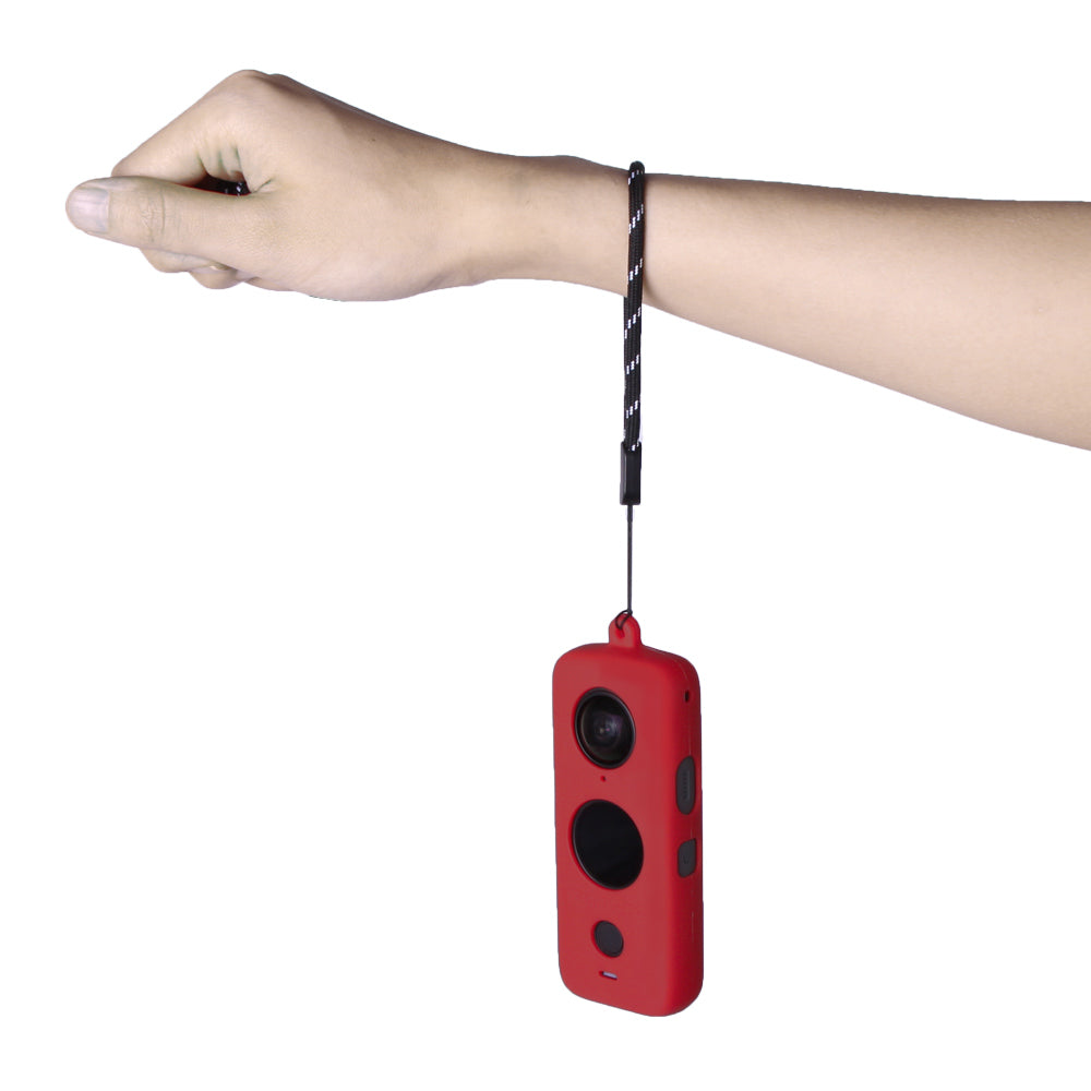 Uniqkart AI42 Digital Camera Silicone Case Protective Cover with Lanyard for Insta360 ONE X2 - Black