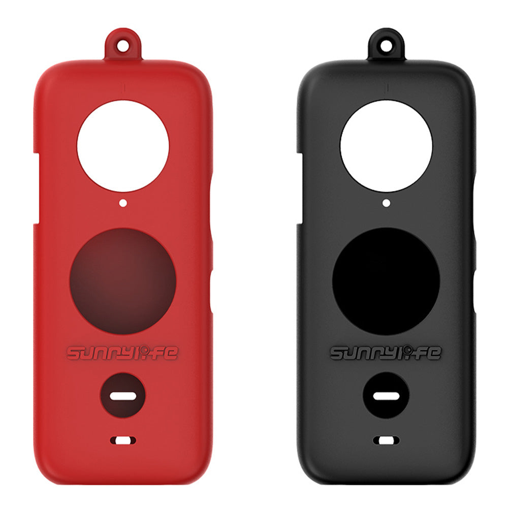 Uniqkart AI42 Digital Camera Silicone Case Protective Cover with Lanyard for Insta360 ONE X2 - Black