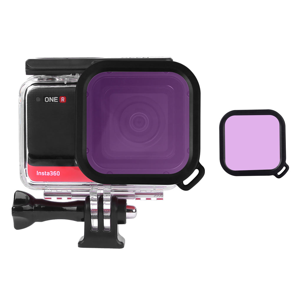 AI18 Waterproof Camera Lens Filter for Insta360 One R Waterproof Diving Case - Purple