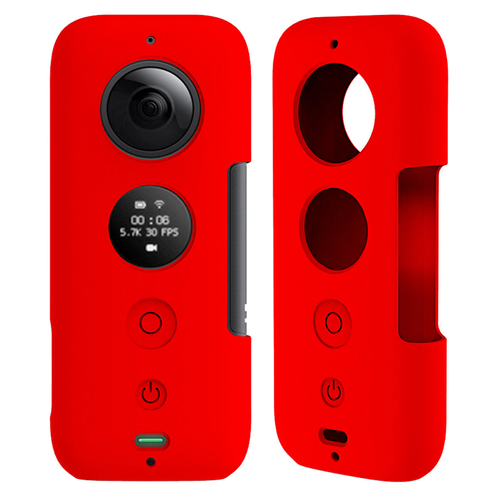 AI03 Flexible Silicone Anti-scratch Camera Sleeve Cover + Lens Protection Cover for Insta360 ONE X Panorama Camera - Red