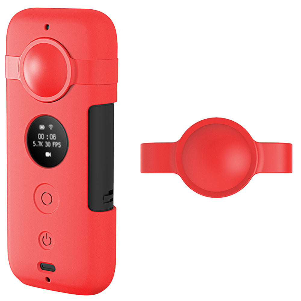 AI03 Flexible Silicone Anti-scratch Camera Sleeve Cover + Lens Protection Cover for Insta360 ONE X Panorama Camera - Red