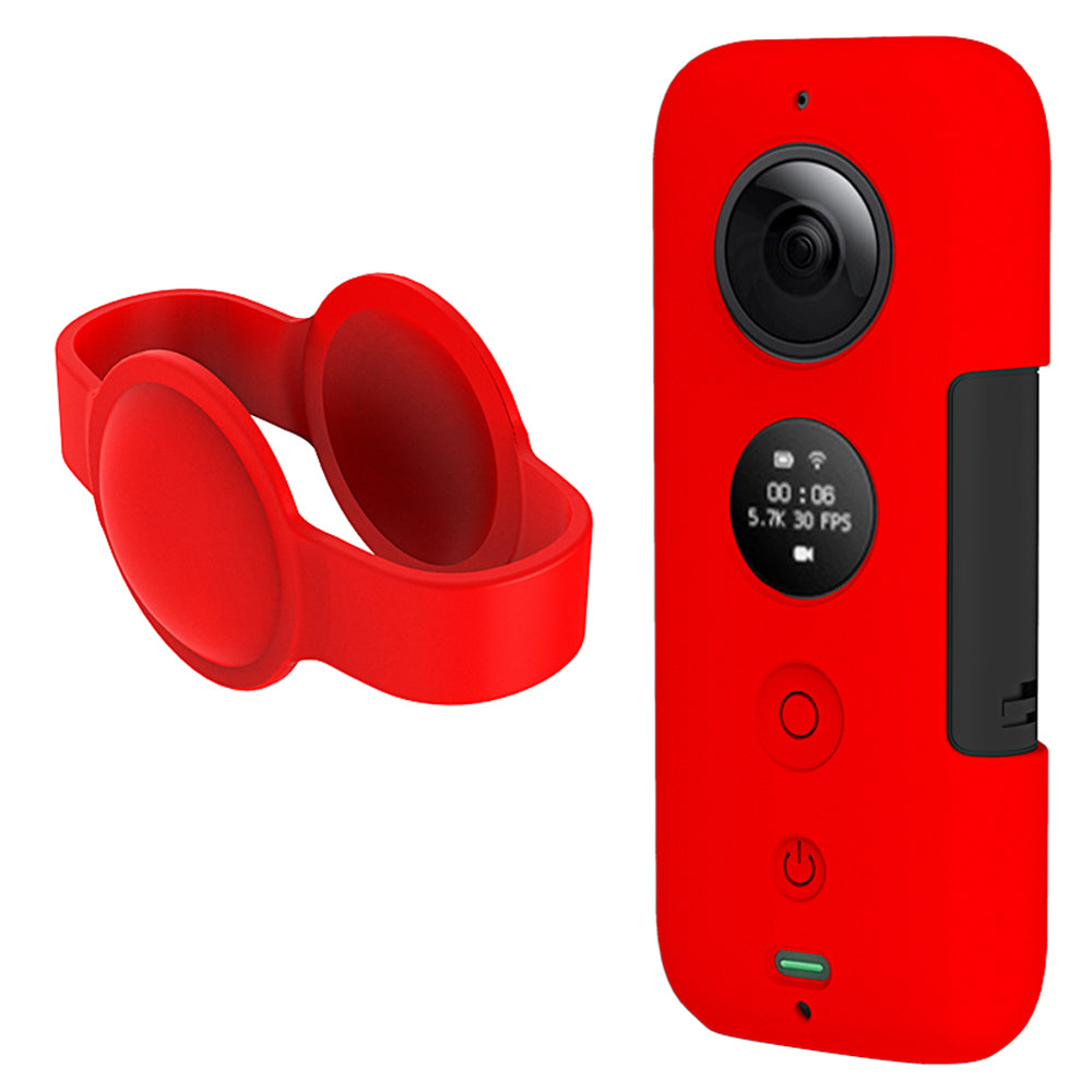 AI03 Flexible Silicone Anti-scratch Camera Sleeve Cover + Lens Protection Cover for Insta360 ONE X Panorama Camera - Red