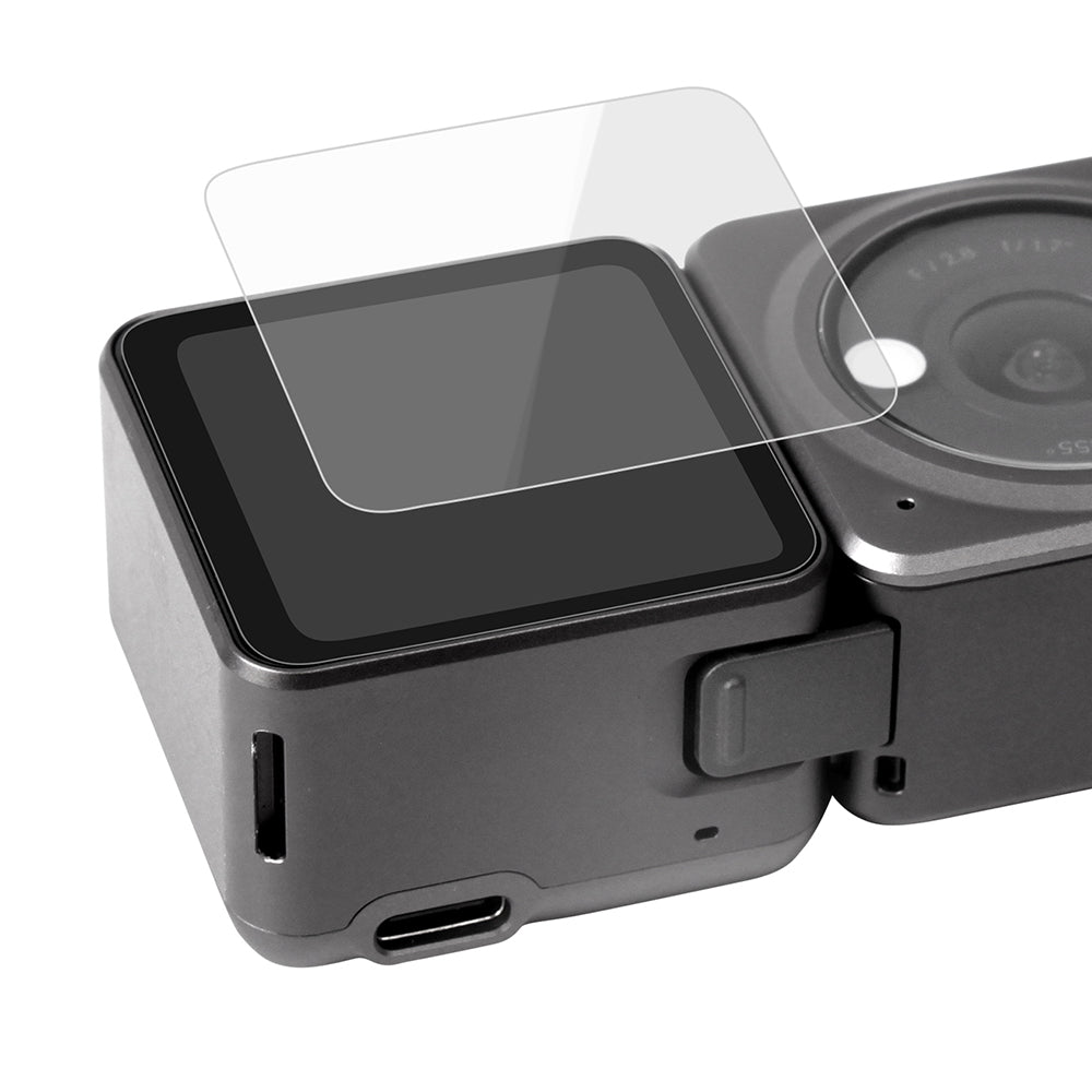 Uniqkart BHM83 2Set Scratch Resistant Tempered Glass Screen Protector Explosion-proof Screen + Lens Protector for DJI Action 2 (Dual-Scren Version)