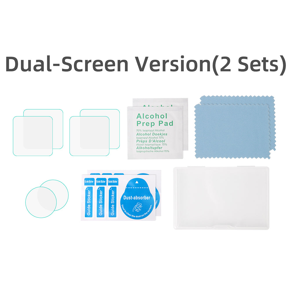 Uniqkart BHM83 2Set Scratch Resistant Tempered Glass Screen Protector Explosion-proof Screen + Lens Protector for DJI Action 2 (Dual-Scren Version)