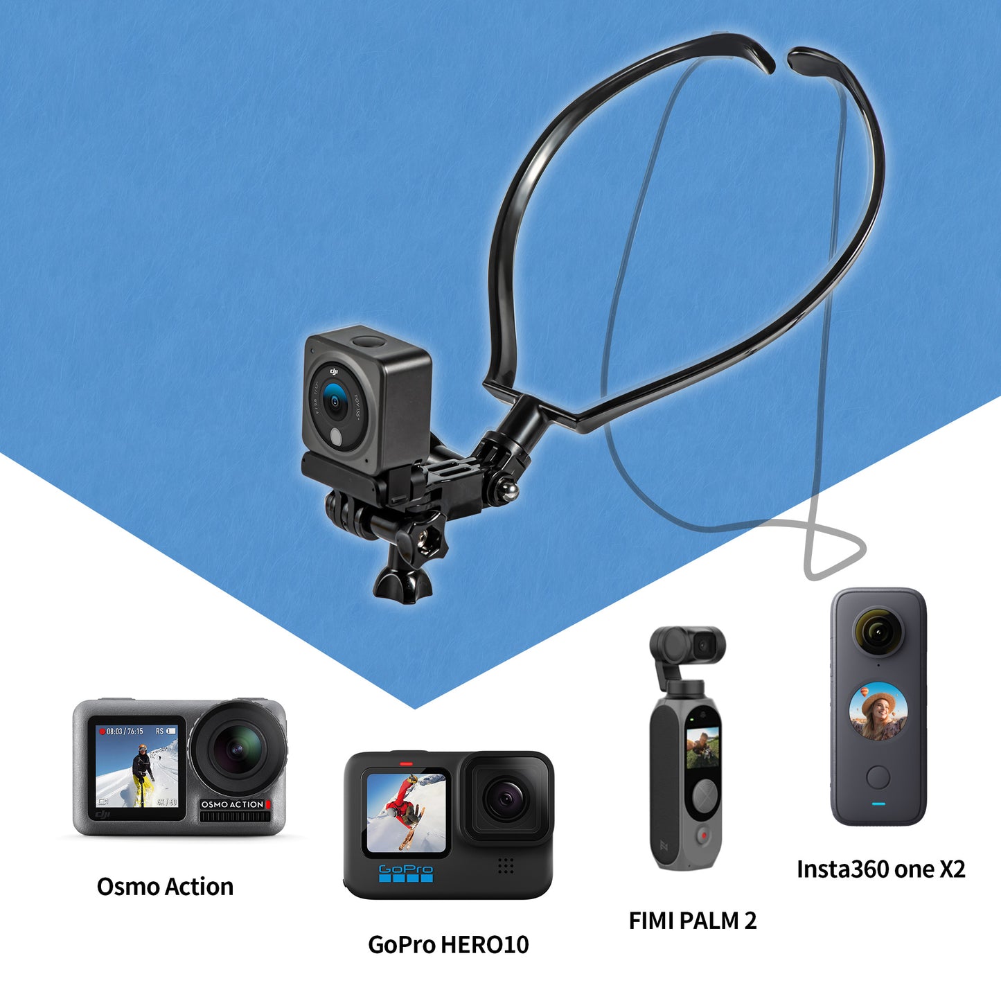 STARTRC 1110275 Smartphone Selfie Neck Holder Mount for DJI Action 2/OSMO Action/Insta360 ONE/ONE X/ONE X2/GoPro Hero 8/9/10 Cell Phone Video Shoot Accessories