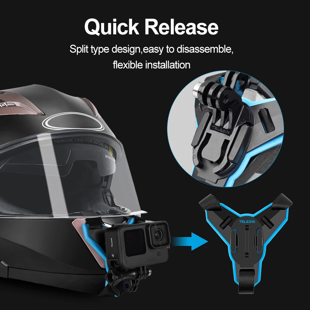 Uniqkart GP-HBM-MT6 For GoPro/DJI Osmo Action Motorcycle Helmet Chin Mount Holder Camera Bracket Stand