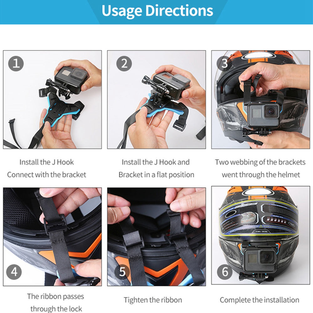 Uniqkart GP-HBM-MT6 For GoPro/DJI Osmo Action Motorcycle Helmet Chin Mount Holder Camera Bracket Stand