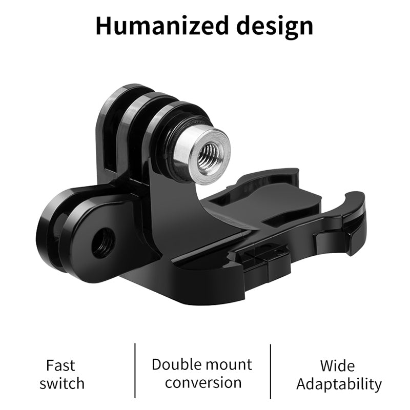 Uniqkart GP-MTB-T02-BK For GoPro/DJI Osmo Action Backpack Shoulder Strap Sport Camera Bracket Mount Stand - Black