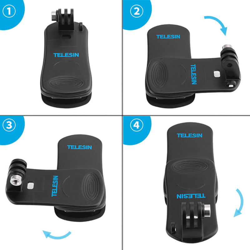 Uniqkart GP-JFM-003 For DJI Osmo Pocket/Action 360 Degrees Rotation Camera Backpack Clip Clamp Mount Stand