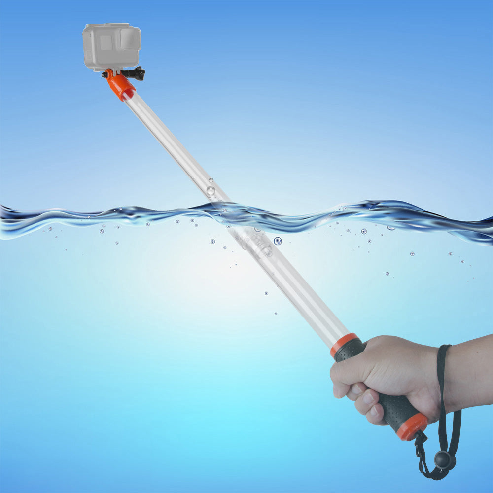 Uniqkart GP-MNP-T01 For GoPro Action Camera Waterproof Handheld Transparent Selfie Stick Floaty Monopod