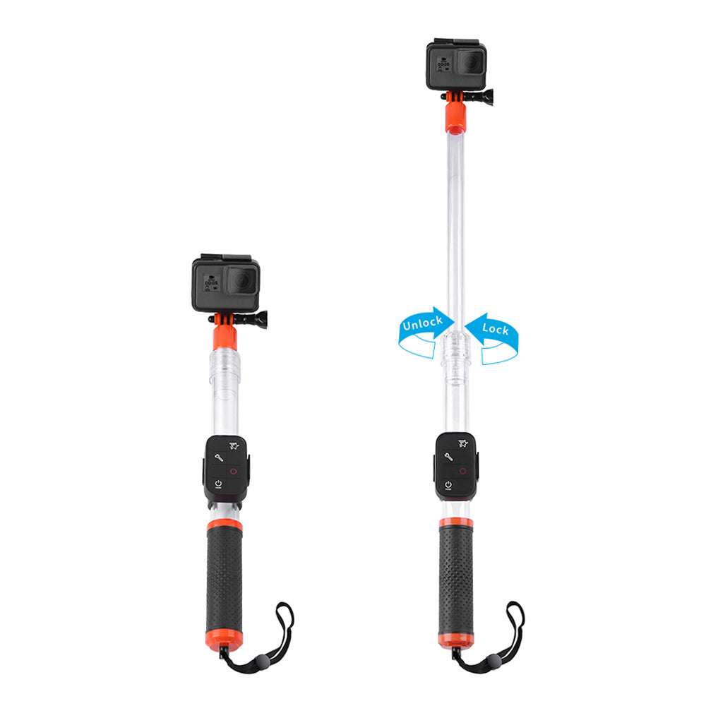 Uniqkart GP-MNP-T01 For GoPro Action Camera Waterproof Handheld Transparent Selfie Stick Floaty Monopod