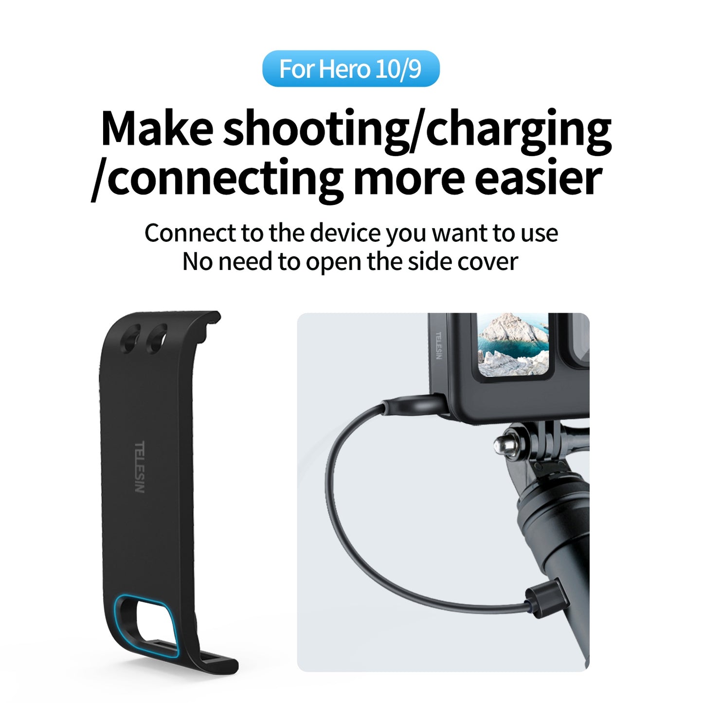 Uniqkart GP-CLC-901 For GoPro Hero 9 / 10 / 11 Action Camera Battery Cover Charging Side Lid