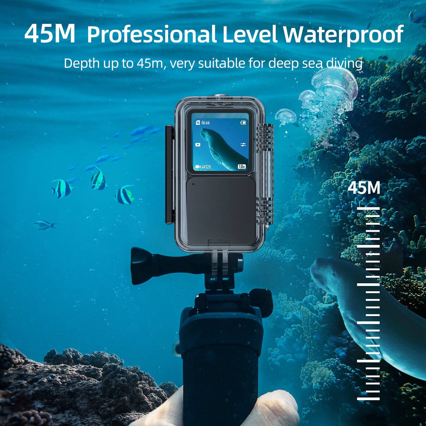 Uniqkart OA-WTP-002 For DJI Action 2 45m Diving Protective Case Sport Camera Waterproof Shell Housing