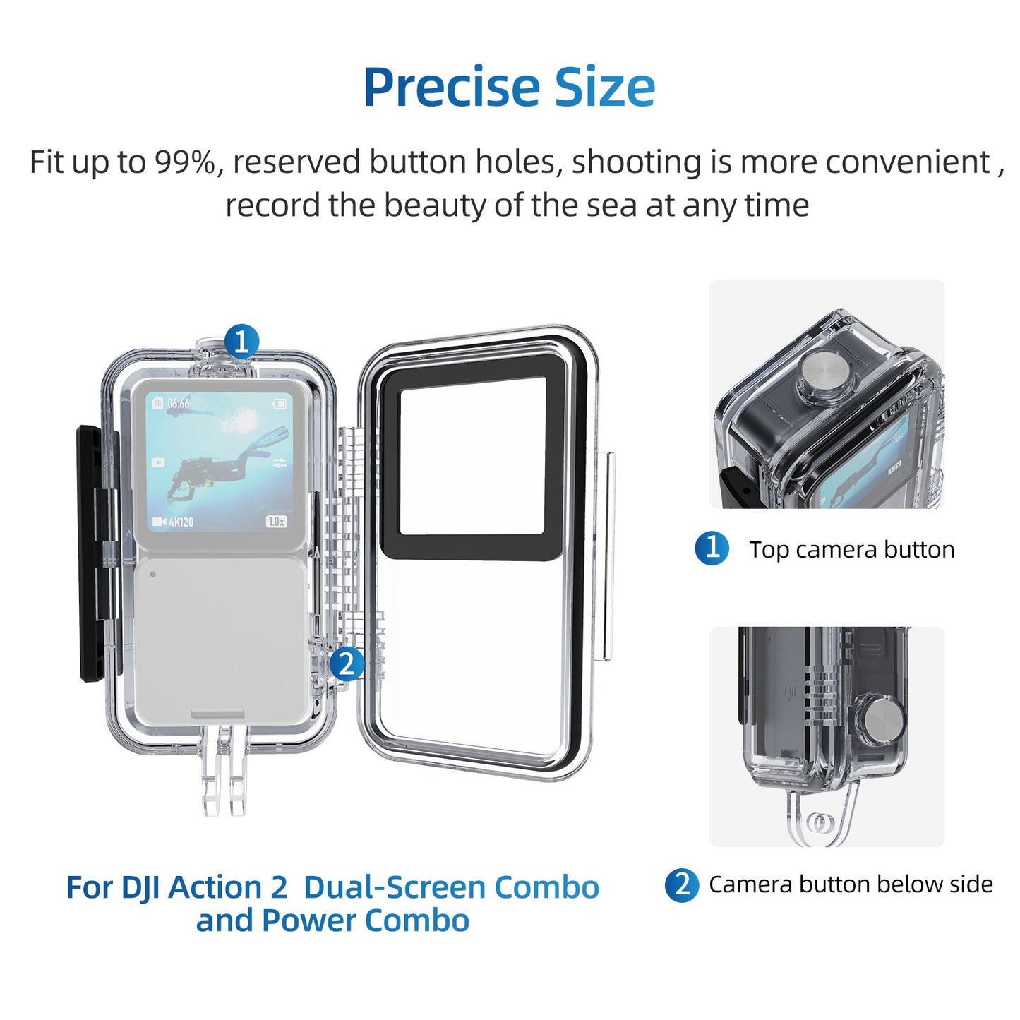 Uniqkart OA-WTP-002 For DJI Action 2 45m Diving Protective Case Sport Camera Waterproof Shell Housing