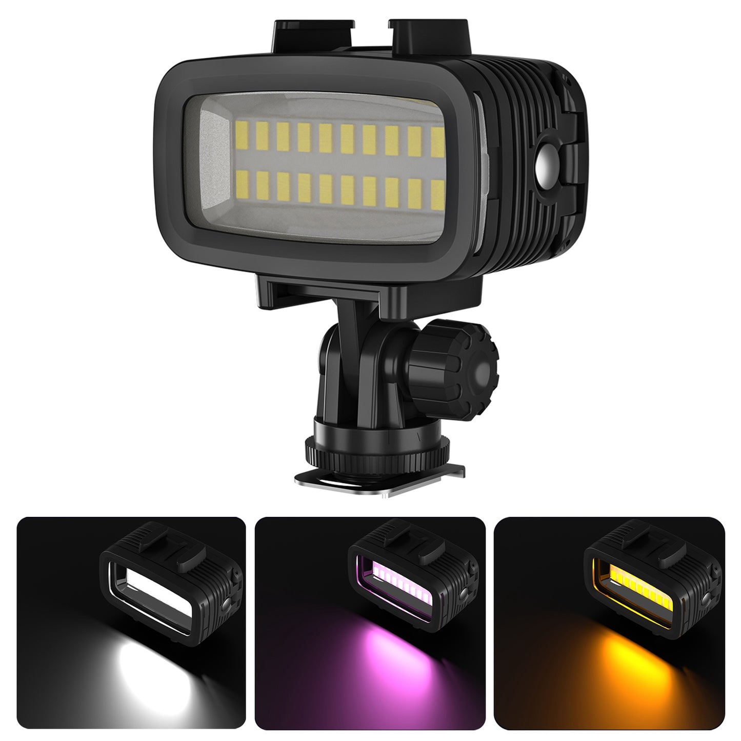 Uniqkart TE-BGD-005 40m Diving Fill Light Mini Video Lighting Kit with Cold Shoe Holder Live-Streaming Photography Lights