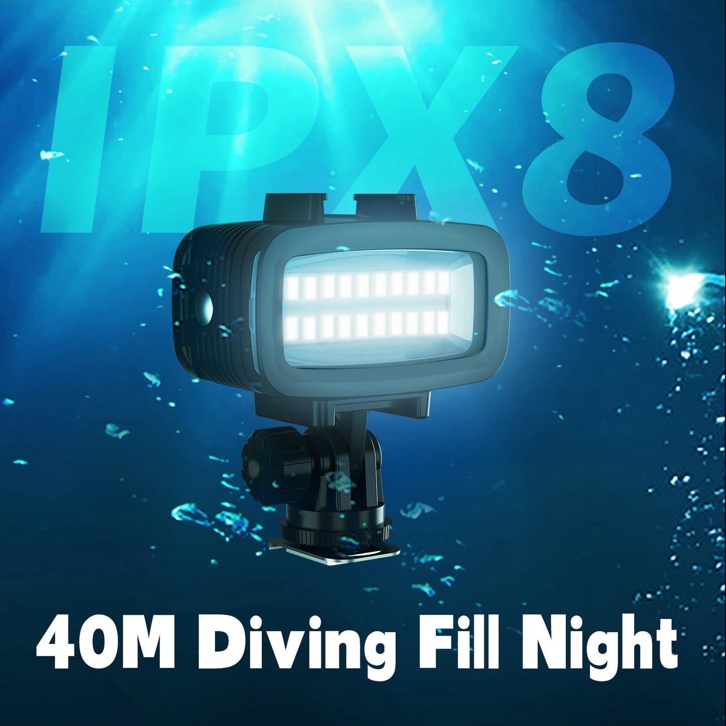 Uniqkart TE-BGD-005 40m Diving Fill Light Mini Video Lighting Kit with Cold Shoe Holder Live-Streaming Photography Lights