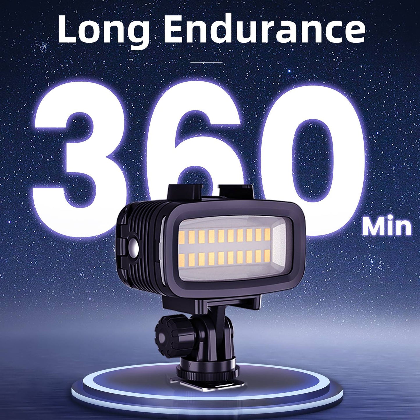 Uniqkart TE-BGD-005 40m Diving Fill Light Mini Video Lighting Kit with Cold Shoe Holder Live-Streaming Photography Lights