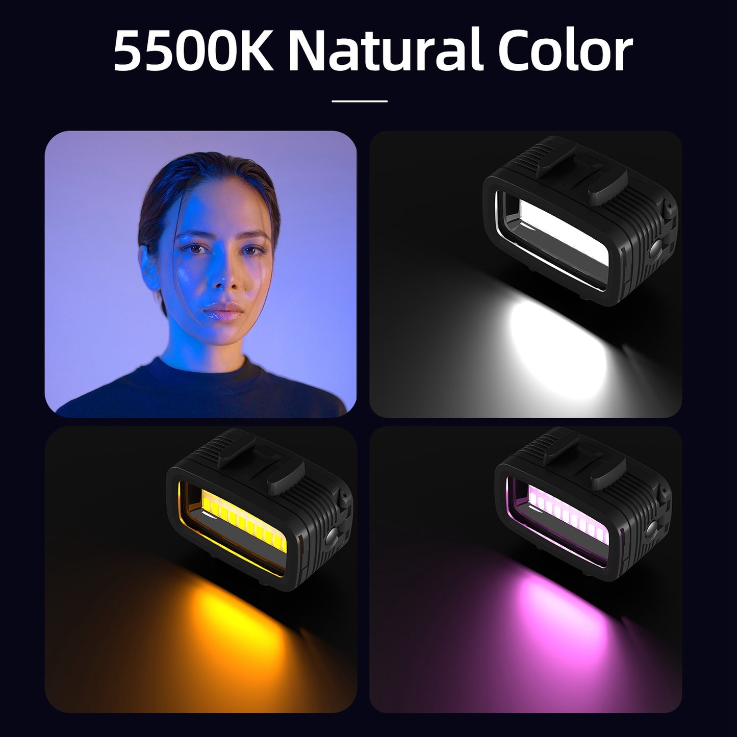 Uniqkart TE-BGD-005 40m Diving Fill Light Mini Video Lighting Kit with Cold Shoe Holder Live-Streaming Photography Lights