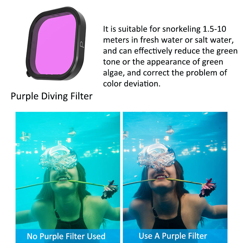 Uniqkart GP-WTP-904 For GoPro Hero 9 / 10 / 11 45m Underwater Camera Case Waterproof Protection Diving Shell with 3 Lens Filters