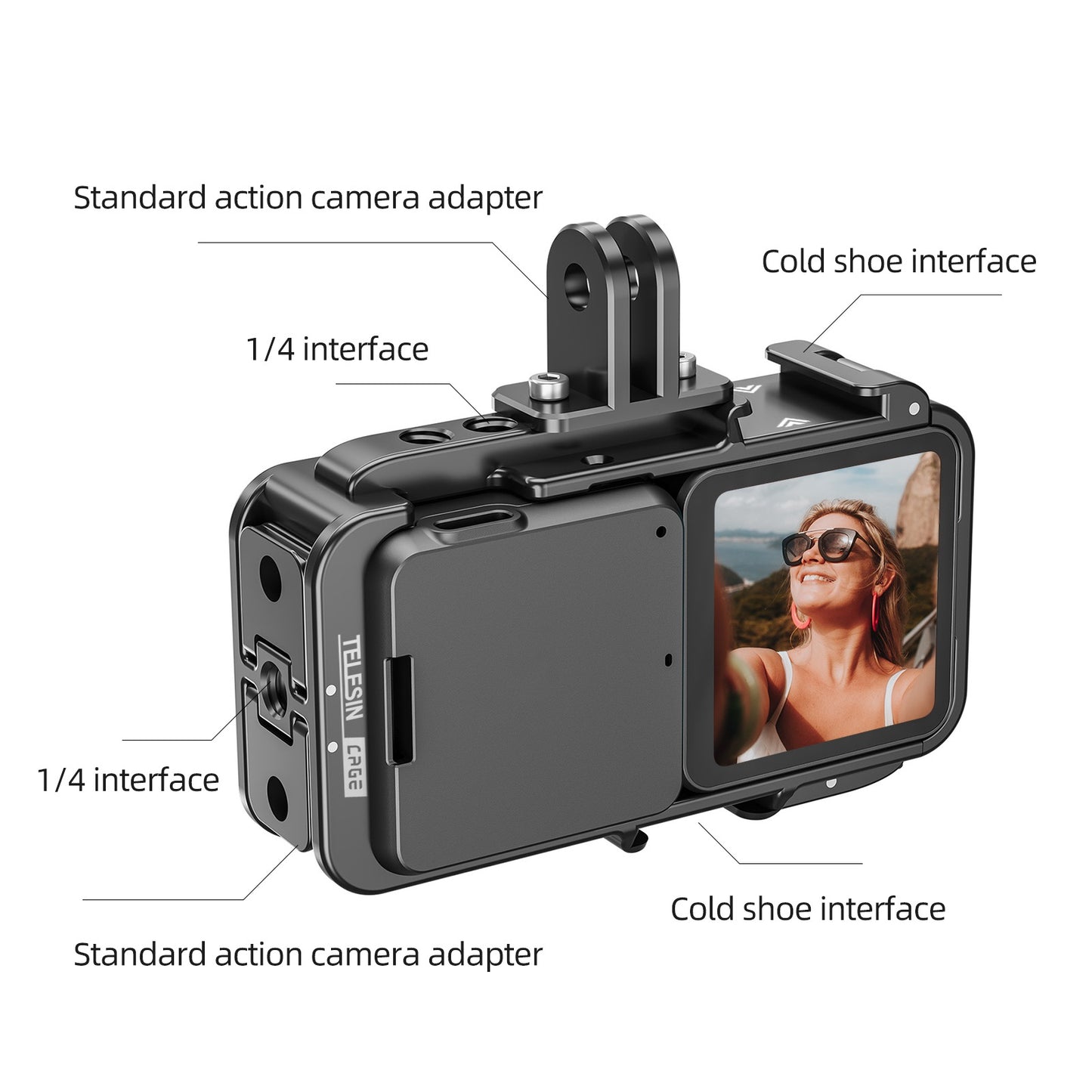 Uniqkart OA-FMS-002 For DJI Action 2 Aluminum Alloy Cage Camera Protective Frame Case