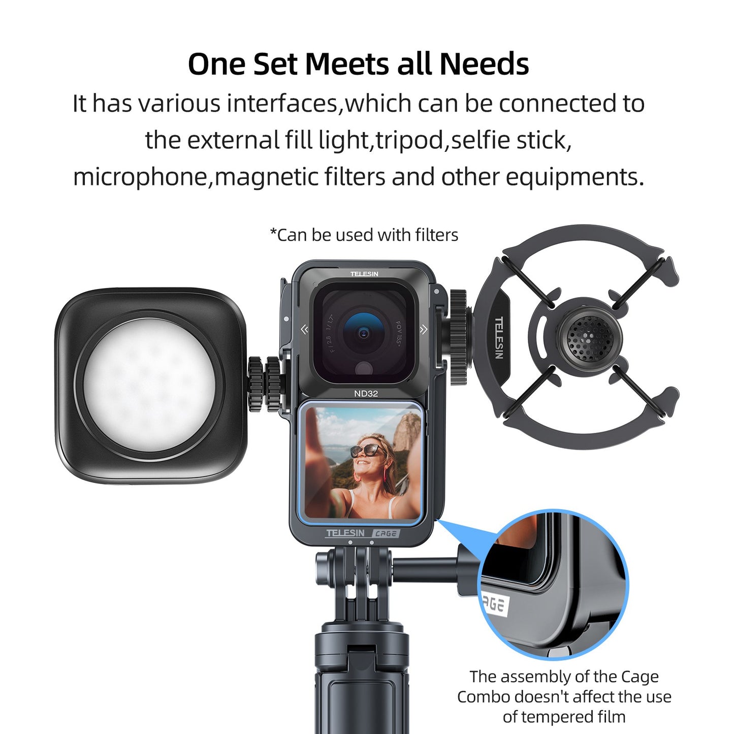 Uniqkart OA-FMS-002 For DJI Action 2 Aluminum Alloy Cage Camera Protective Frame Case