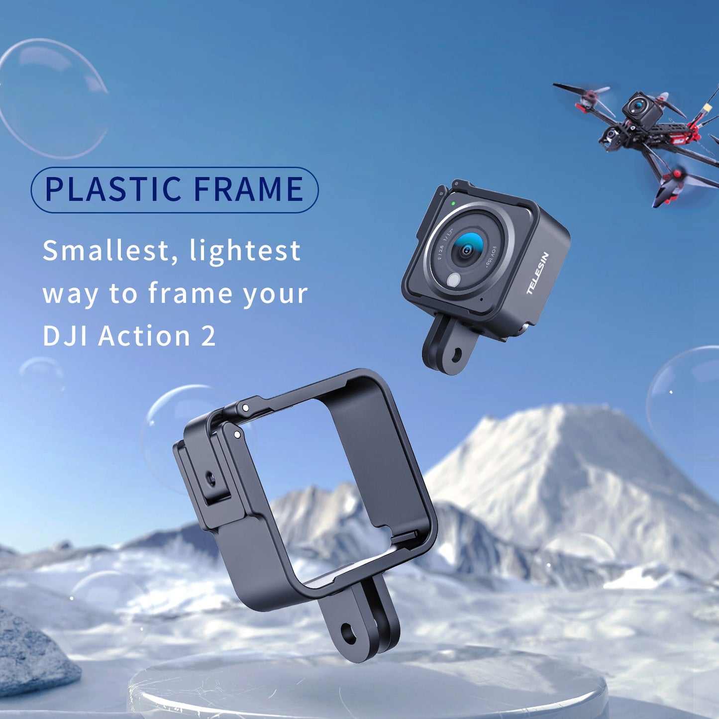 Uniqkart OA-FMS-001 For DJI Action 2 Camera Frame ABS+PC Housing Cage Vlogging Accessories Shockproof Protection Case