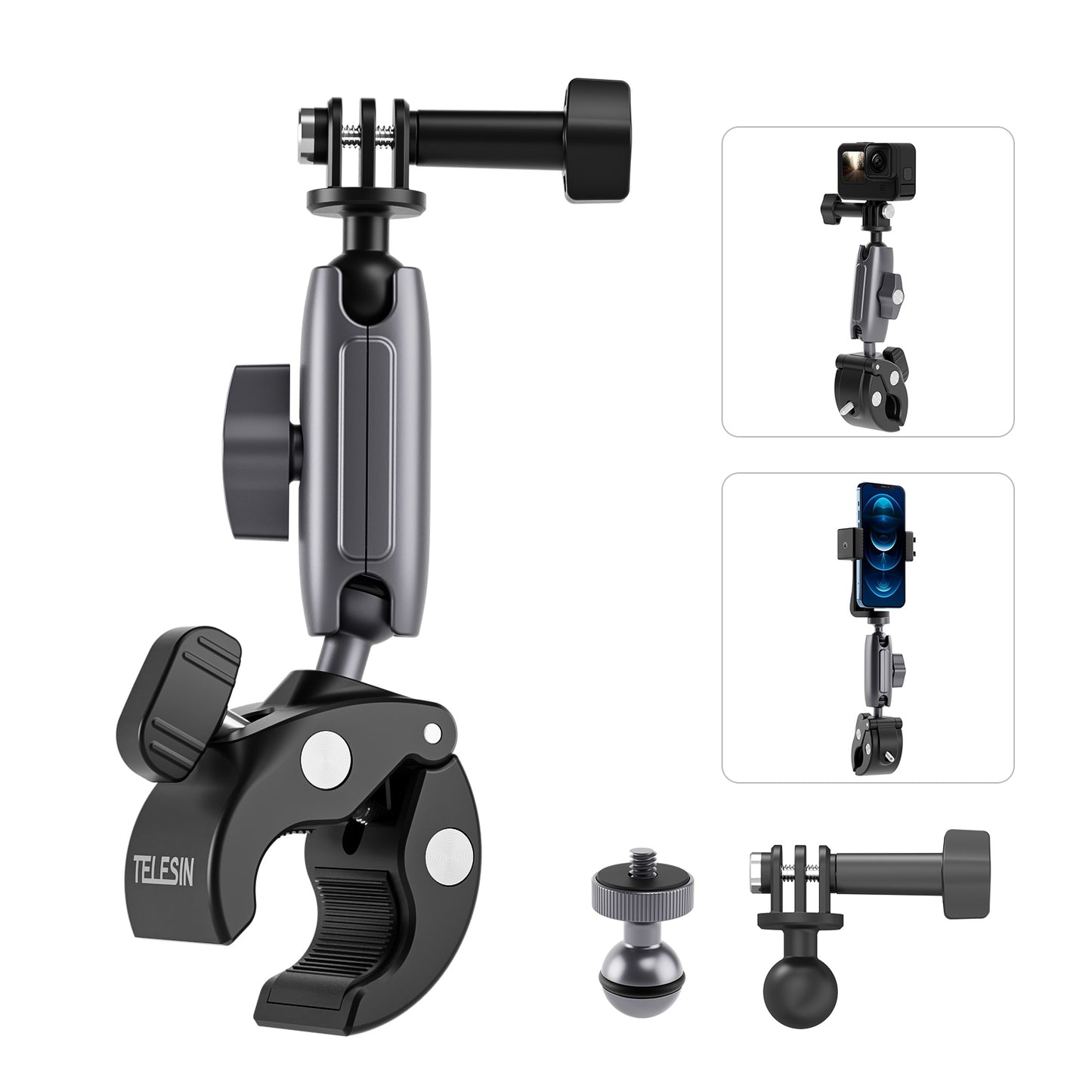 Uniqkart GP-HBM-001 Motorcycle Bicycle Camera Holder Handlebar Mount Aluminum Alloy Action Camera Phone Bracket