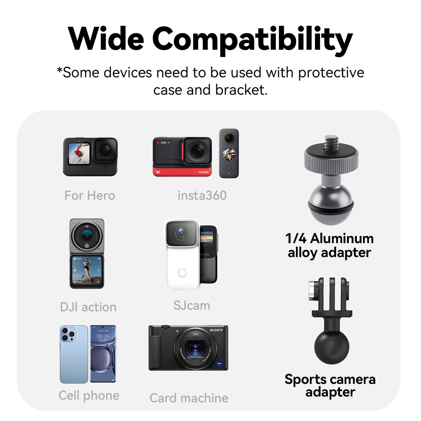 Uniqkart GP-HBM-001 Motorcycle Bicycle Camera Holder Handlebar Mount Aluminum Alloy Action Camera Phone Bracket