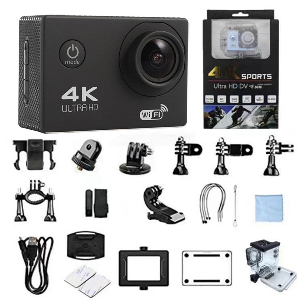 SJ4000 SD3H-2 4K 30FPS WiFi Action Camera Ultra HD Extreme Sports DV Camera with Waterproof Case - Black