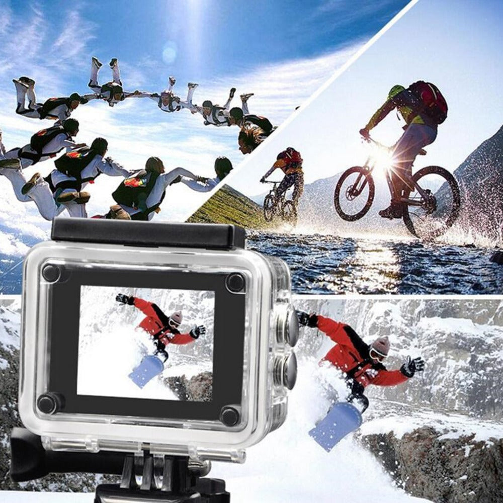 X6000-11 Mini Action Camera 2.0" LCD Screen 1080P Camera Multifunctional Waterproof Riding Recorder for Outdoor Photography - Black