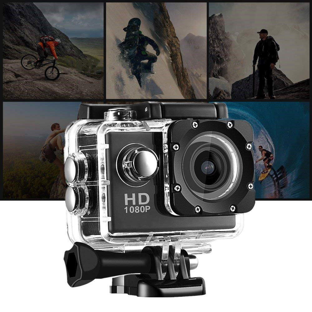 X6000-11 Mini Action Camera 2.0" LCD Screen 1080P Camera Multifunctional Waterproof Riding Recorder for Outdoor Photography - Grey