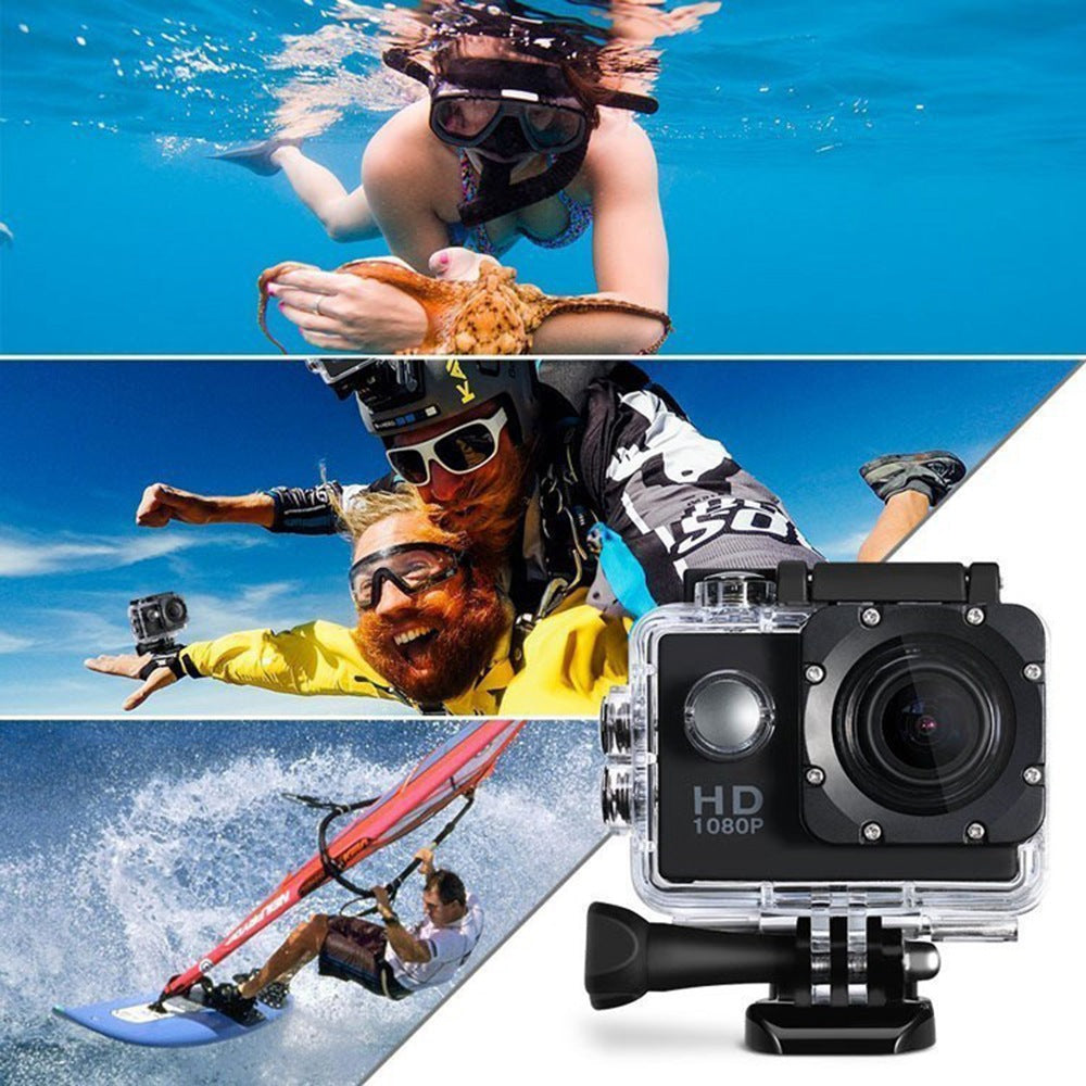 X6000-11 Mini Action Camera 2.0" LCD Screen 1080P Camera Multifunctional Waterproof Riding Recorder for Outdoor Photography - Grey