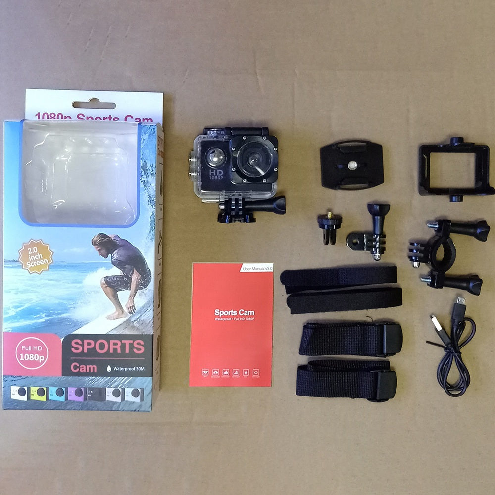 X6000-11 Mini Action Camera 2.0" LCD Screen 1080P Camera Multifunctional Waterproof Riding Recorder for Outdoor Photography - Gold