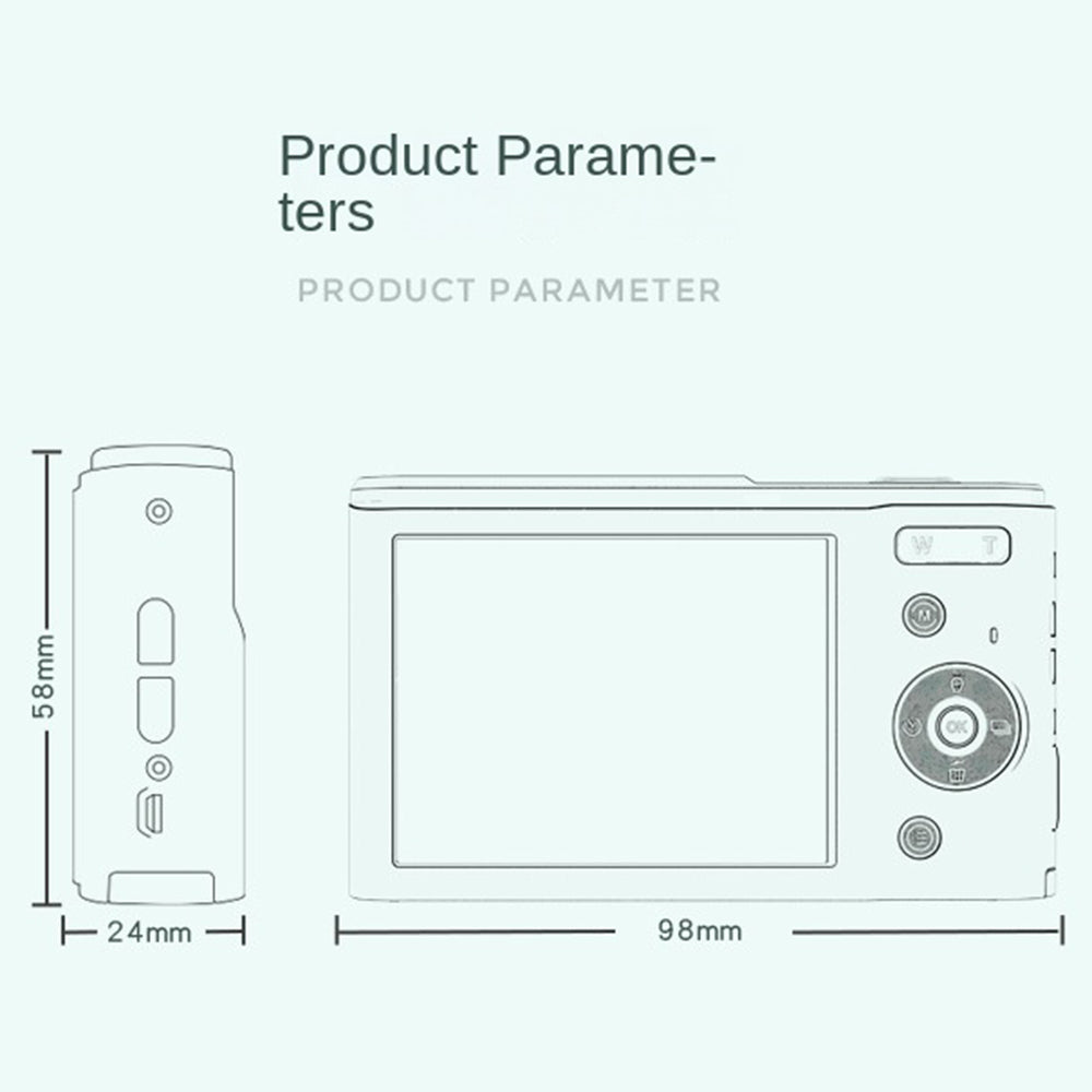 DC311L-AF 2.4-inch Rechargeable Zoomable 48MP HD Digital Camera Student Home Camera - Mint Green / EU Plug