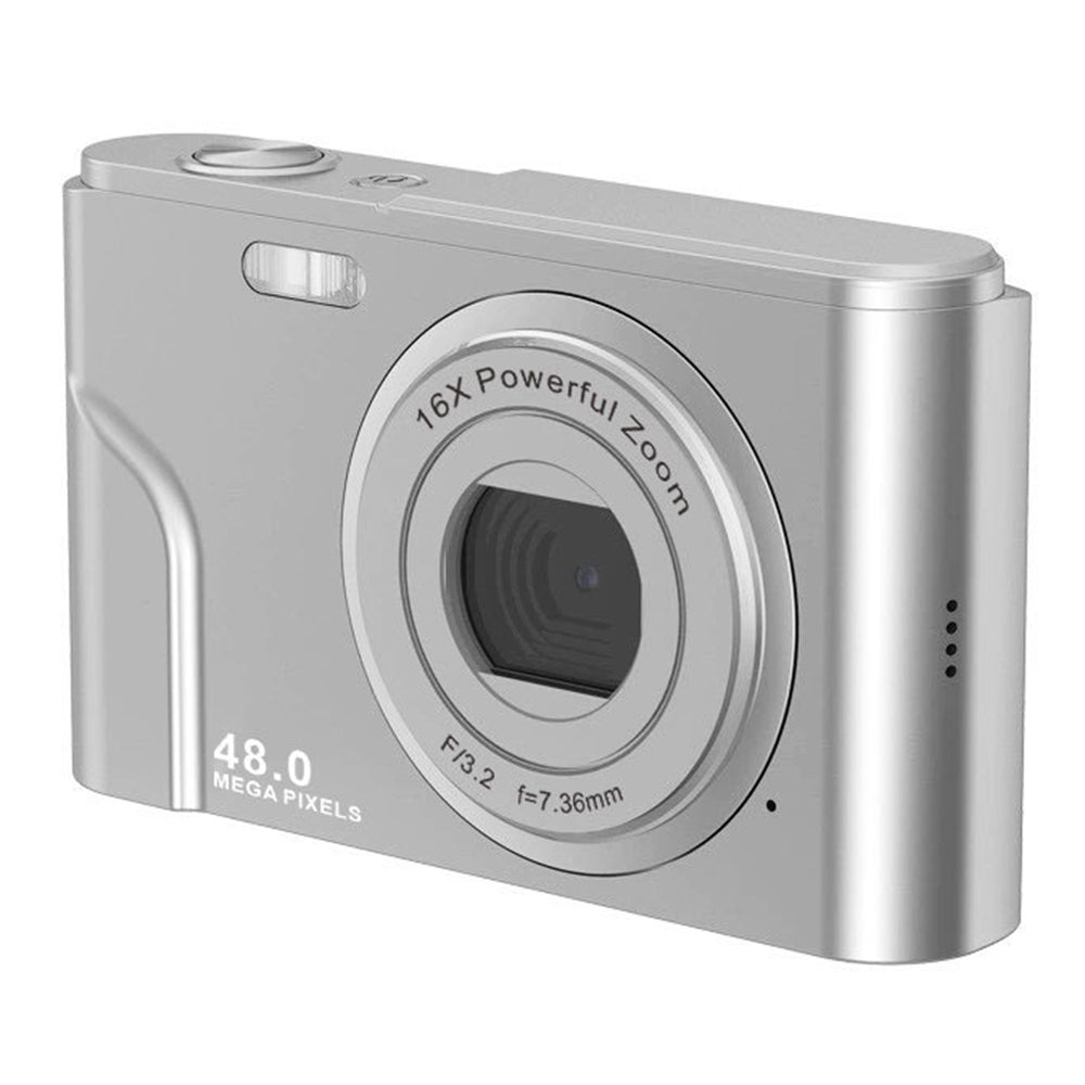 DC311L-AF 2.4-inch Rechargeable Zoomable 48MP HD Digital Camera Student Home Camera - Silver / EU Plug