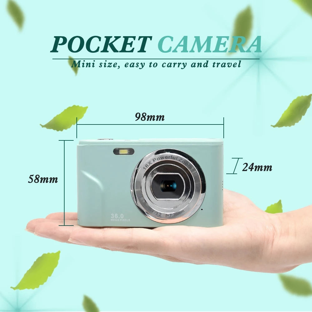 DC311L-AF 2.4-inch Rechargeable Zoomable 48MP HD Digital Camera Student Home Camera - Black / EU Plug