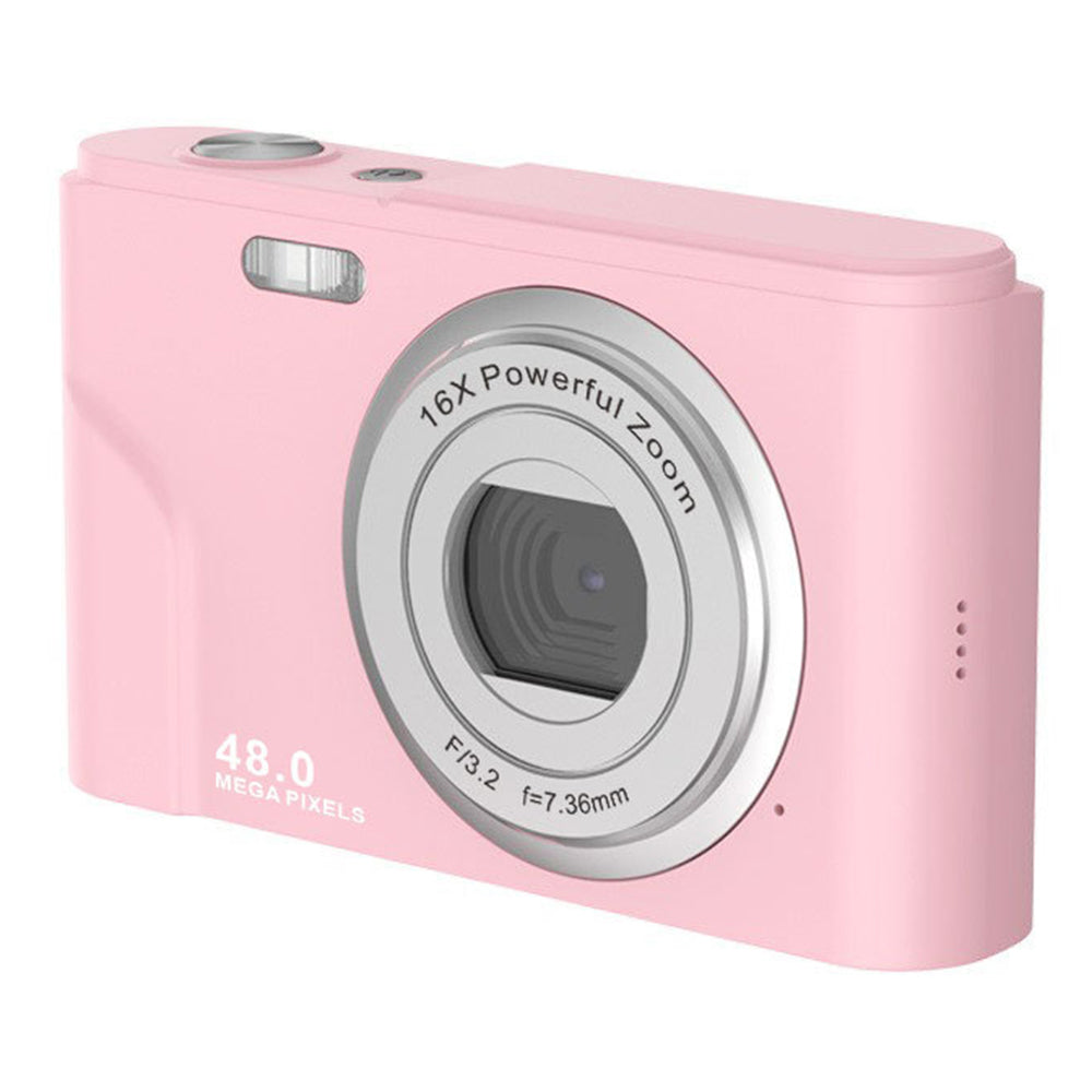 DC311L-AF 2.4-inch Rechargeable Zoomable 48MP HD Digital Camera Student Home Camera - Pink / EU Plug