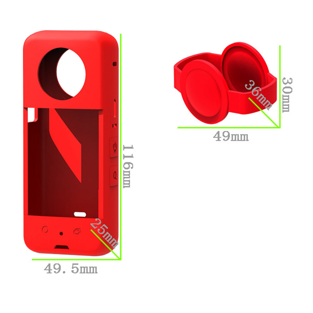 OX3-GJT-BK Silicone Protective Case for Insta360 One X3 Soft Sleeve Panoramic Camera Dustproof Shell - Red