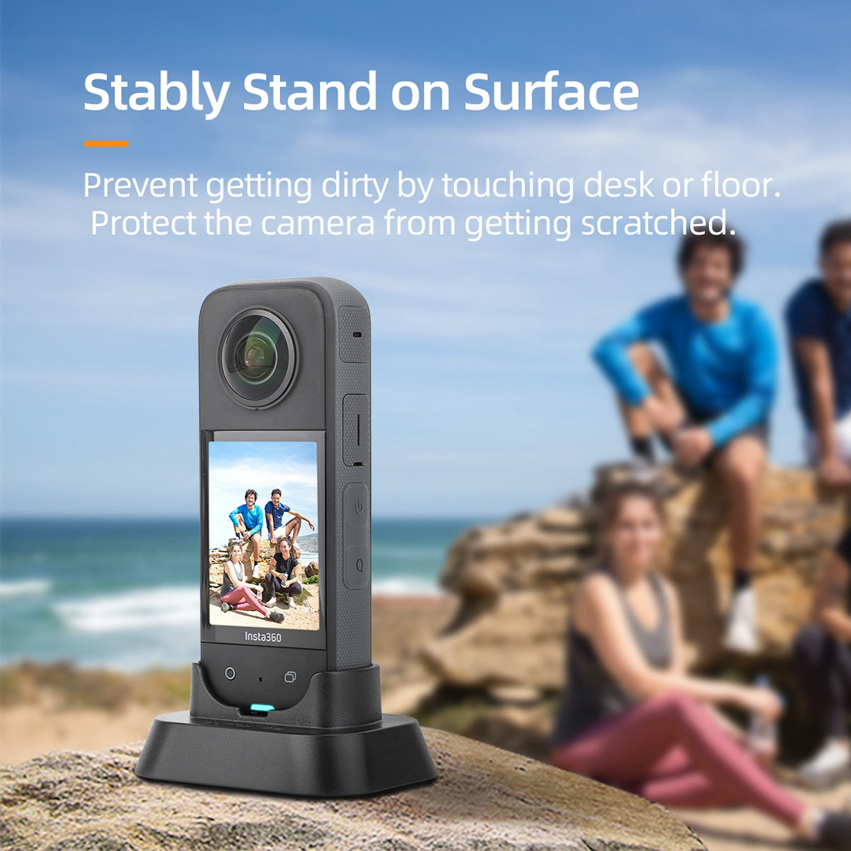 Uniqkart IST-DZ493 Desktop Stand Base for Insta360 X3 Camera, Anti-slip Panoramic Camera Accessories Bottom Base with 1 / 4 Inch Screw Adapter